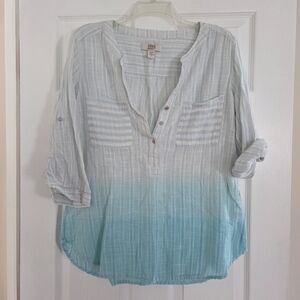 Vintage America Blues Light Blue Ombre Blouse Large